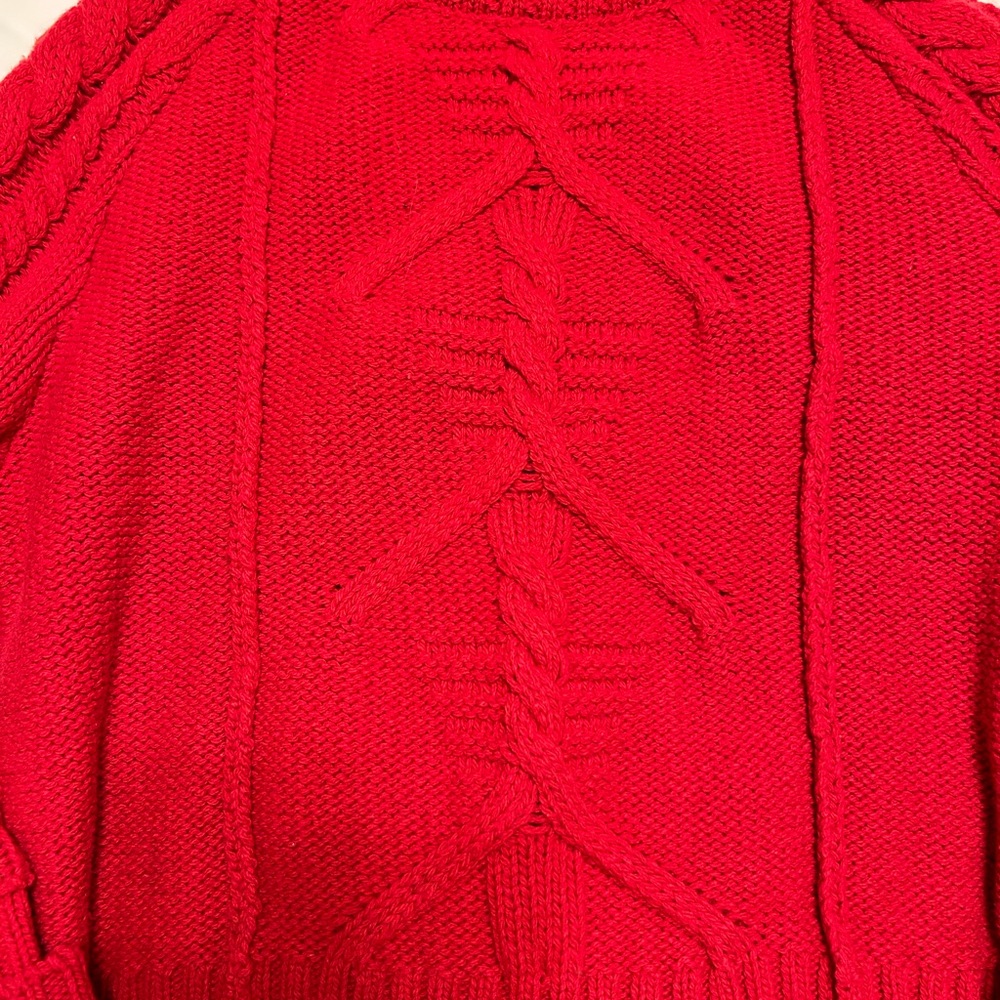 Red Cable Knit Crew Neck Sweater - Picture 7 of 7